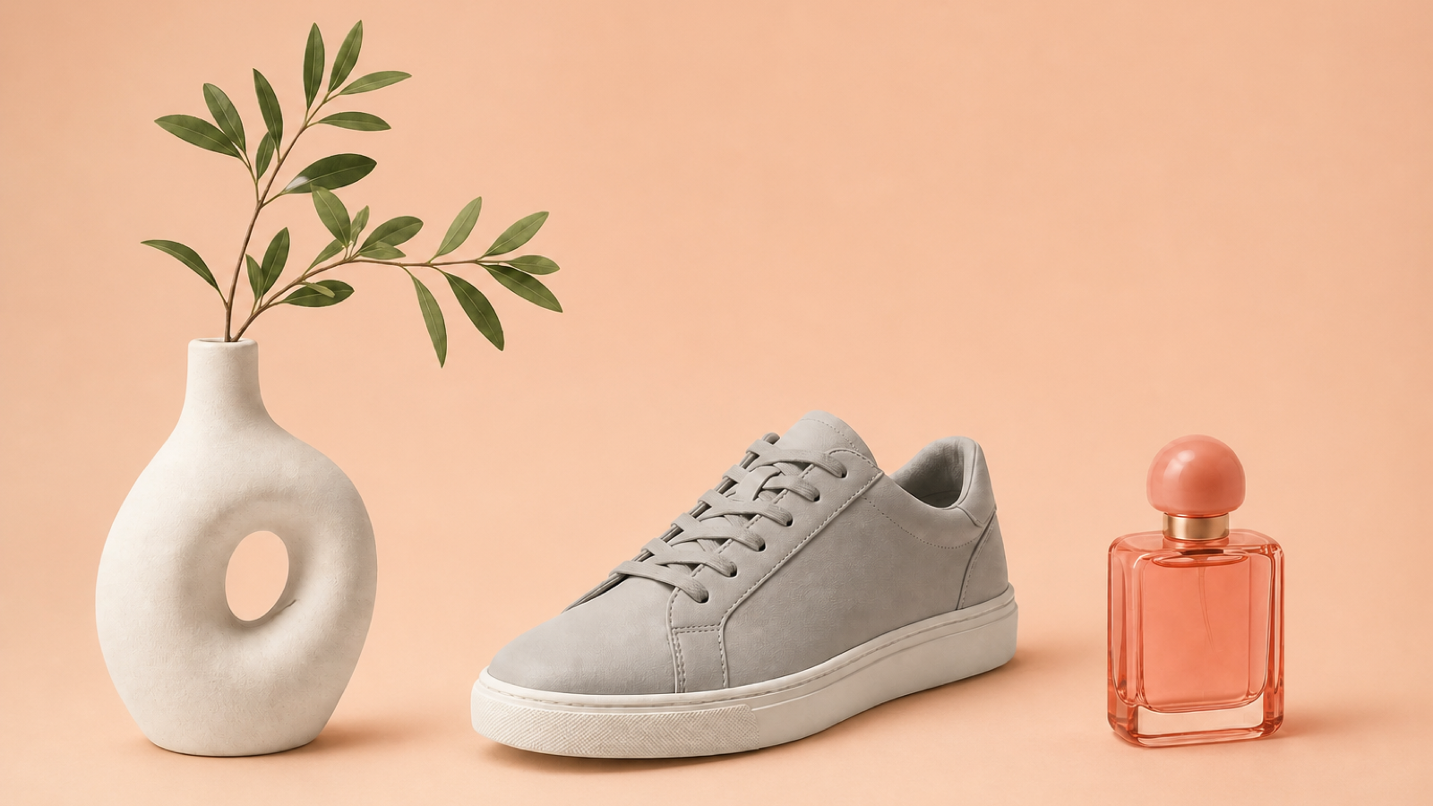 Original product image on a peach studio background